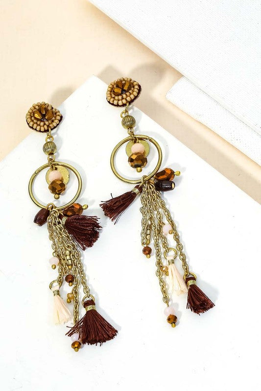 Boho Chain Fringe Tassel Drop Earrings