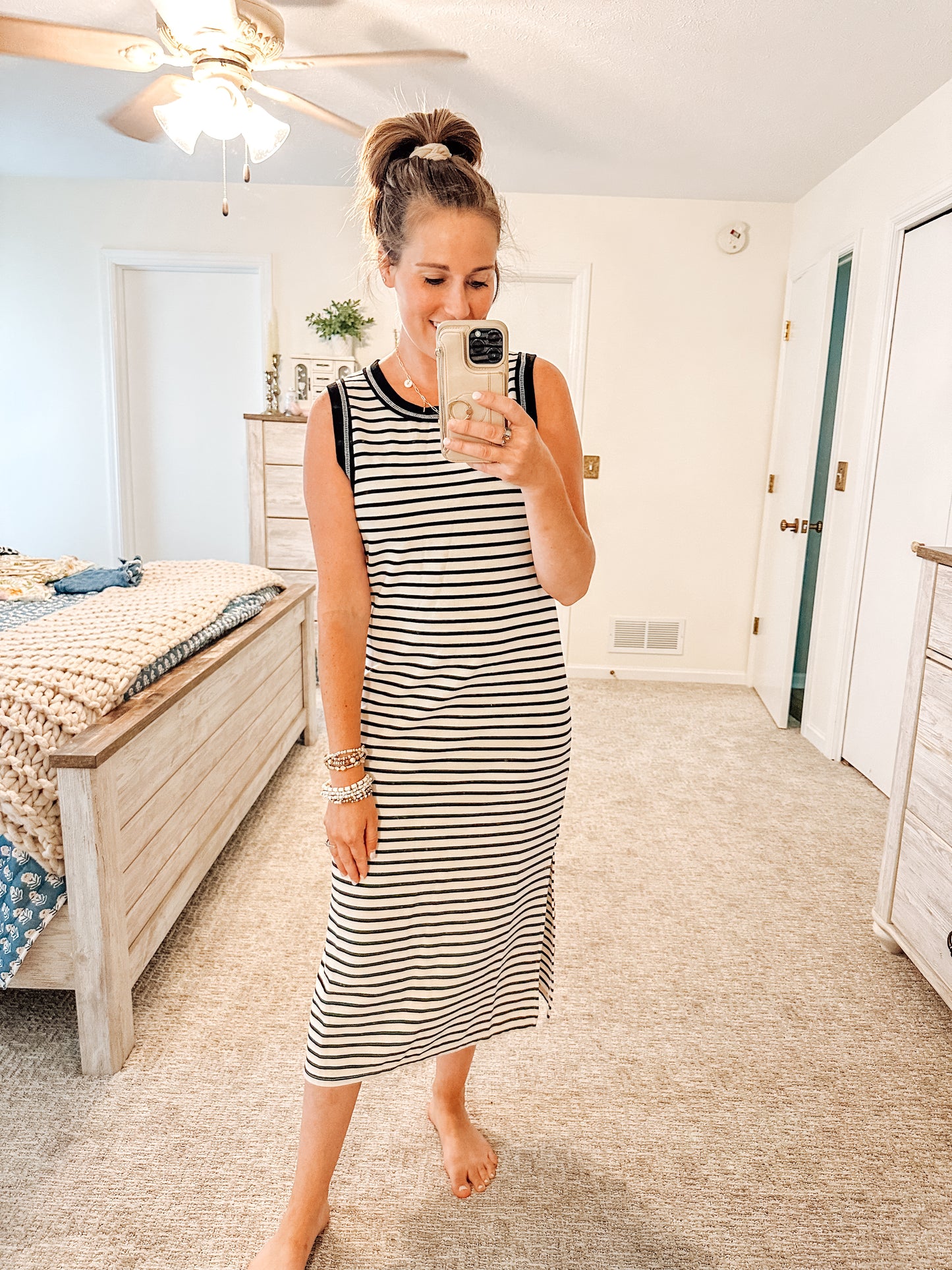 Linen & Linework Striped Dress