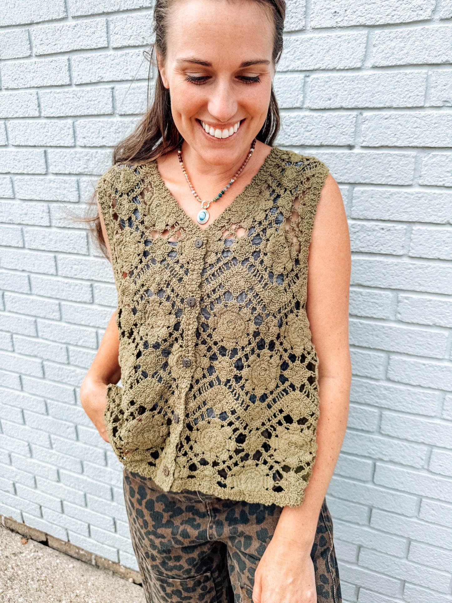 The Vintage Olive Crochet Top