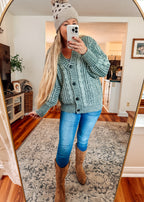 Cozy Evergreen Cable Knit Cardigan