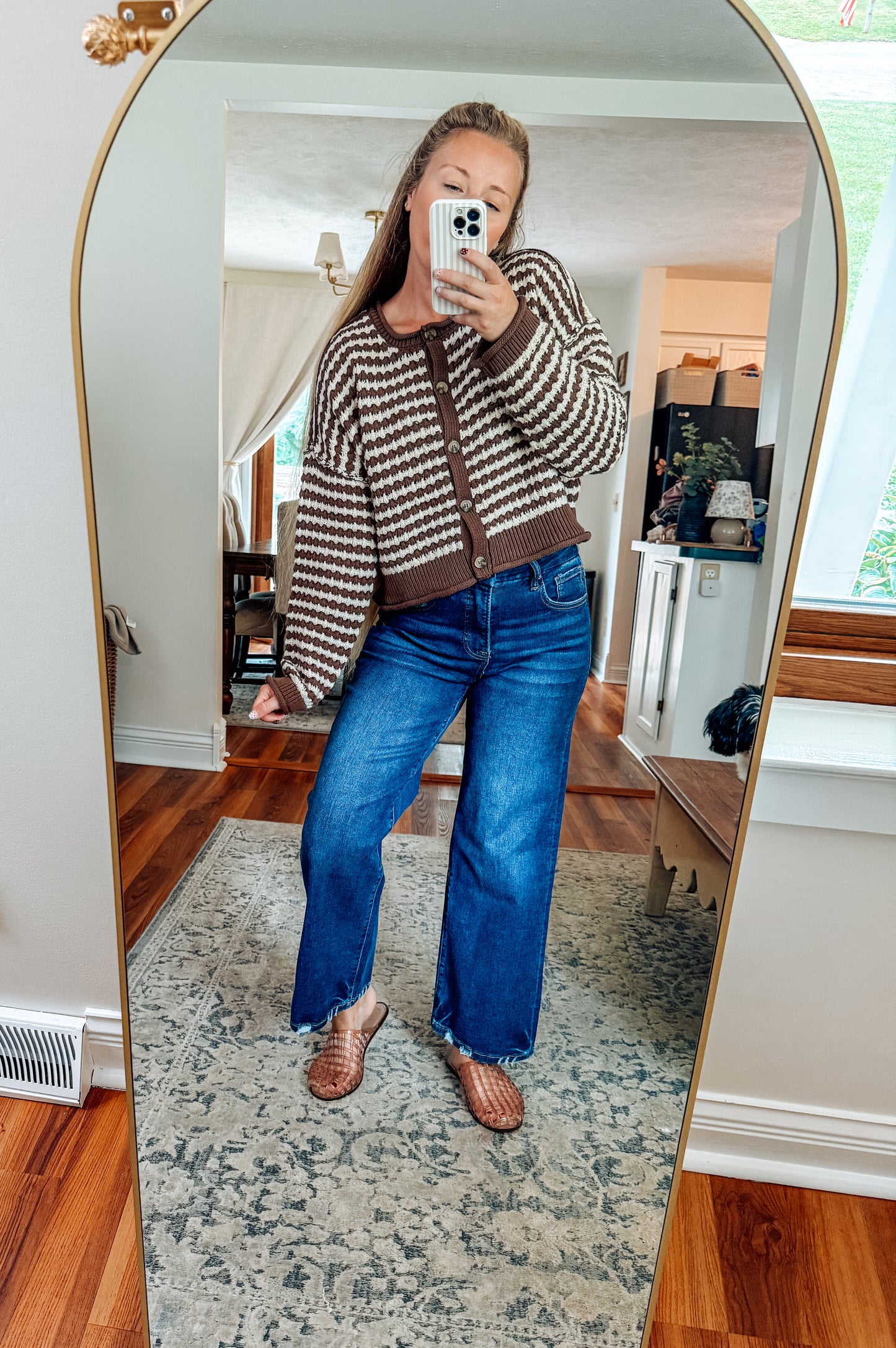 The Small Town Striped Crochet Cardigan
