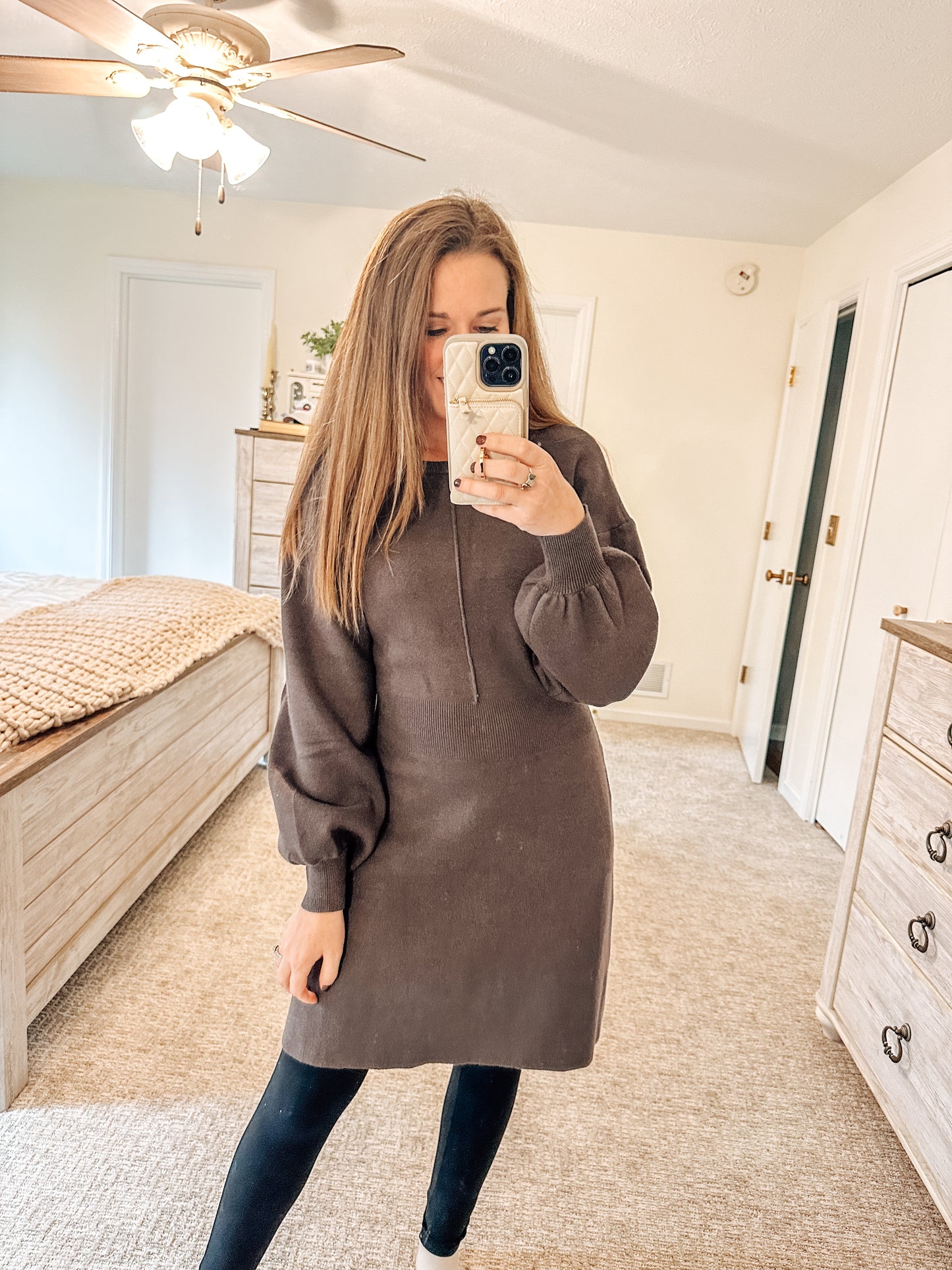 Timeless Knit Sweater Dress-Brown