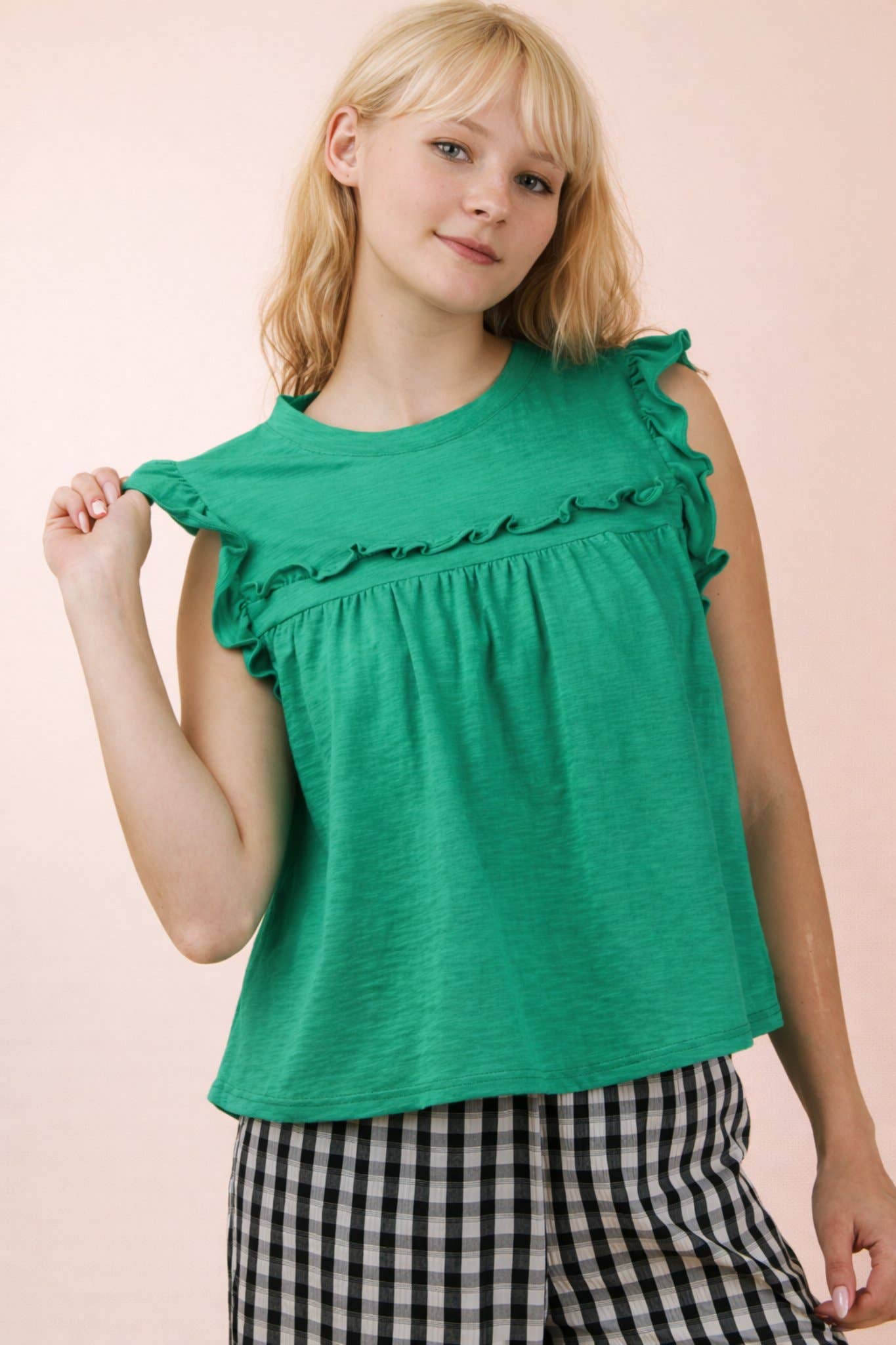 Press Your Luck Ruffle Detail Top