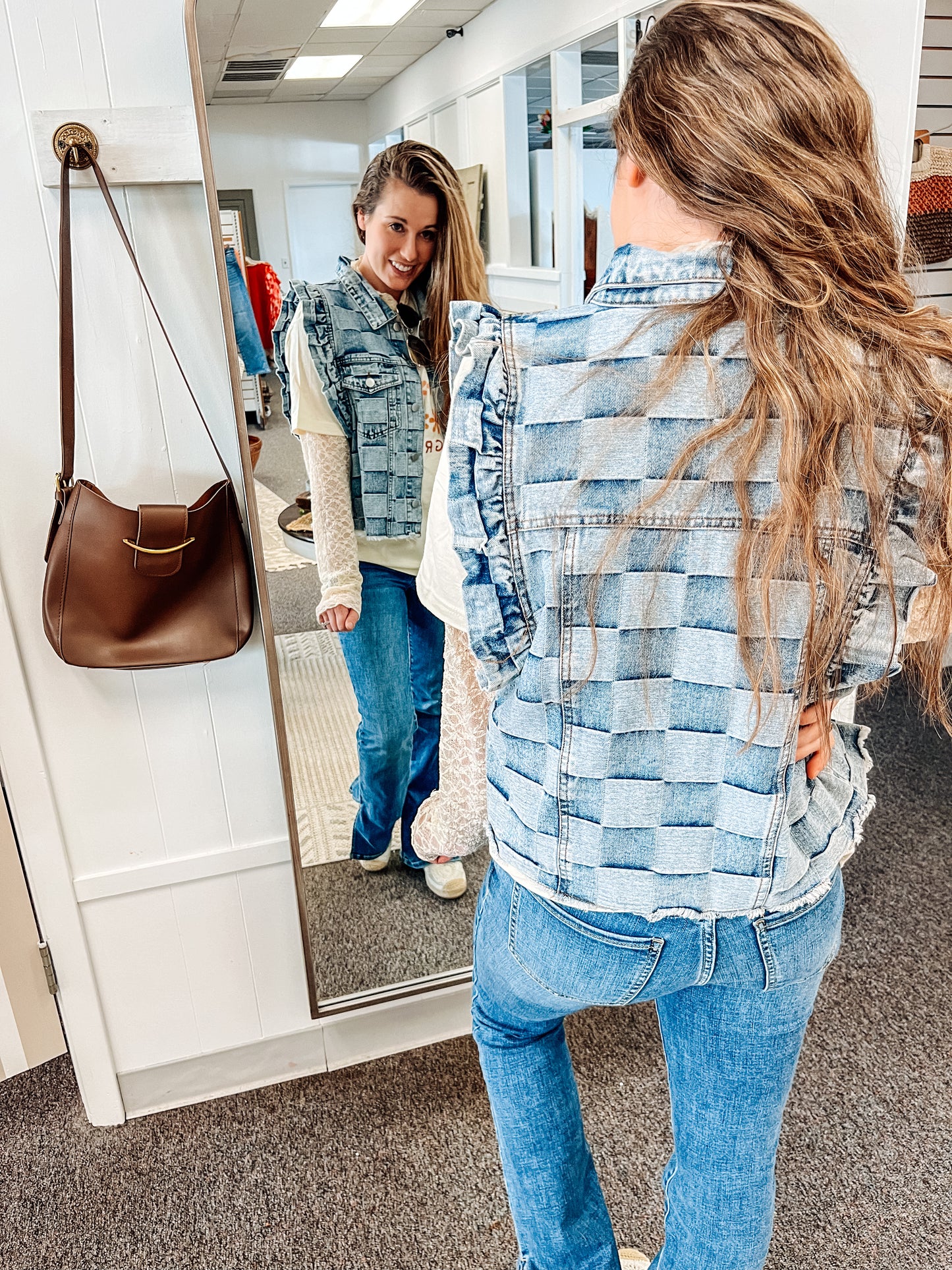 Give me the Gingham Denim Vest