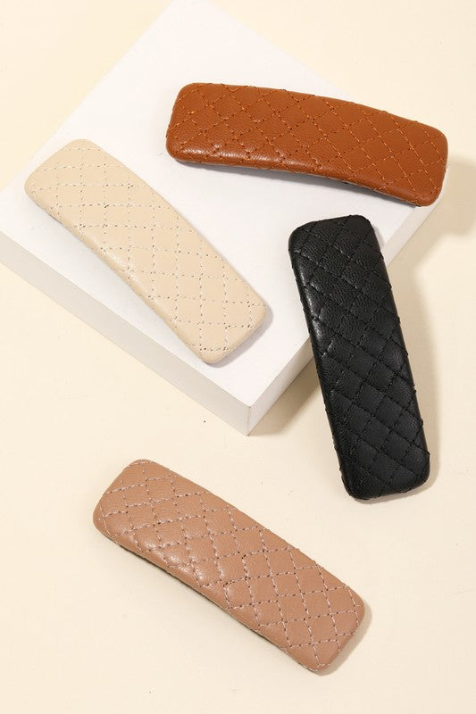 Quincy Quilted Faux Leather Hair Clips