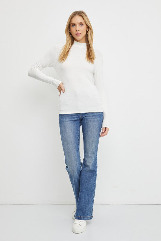 Simple Style Turtleneck Top-Ivory