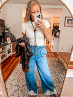 Hadley Boho Lace Trim Wide Leg Jeans