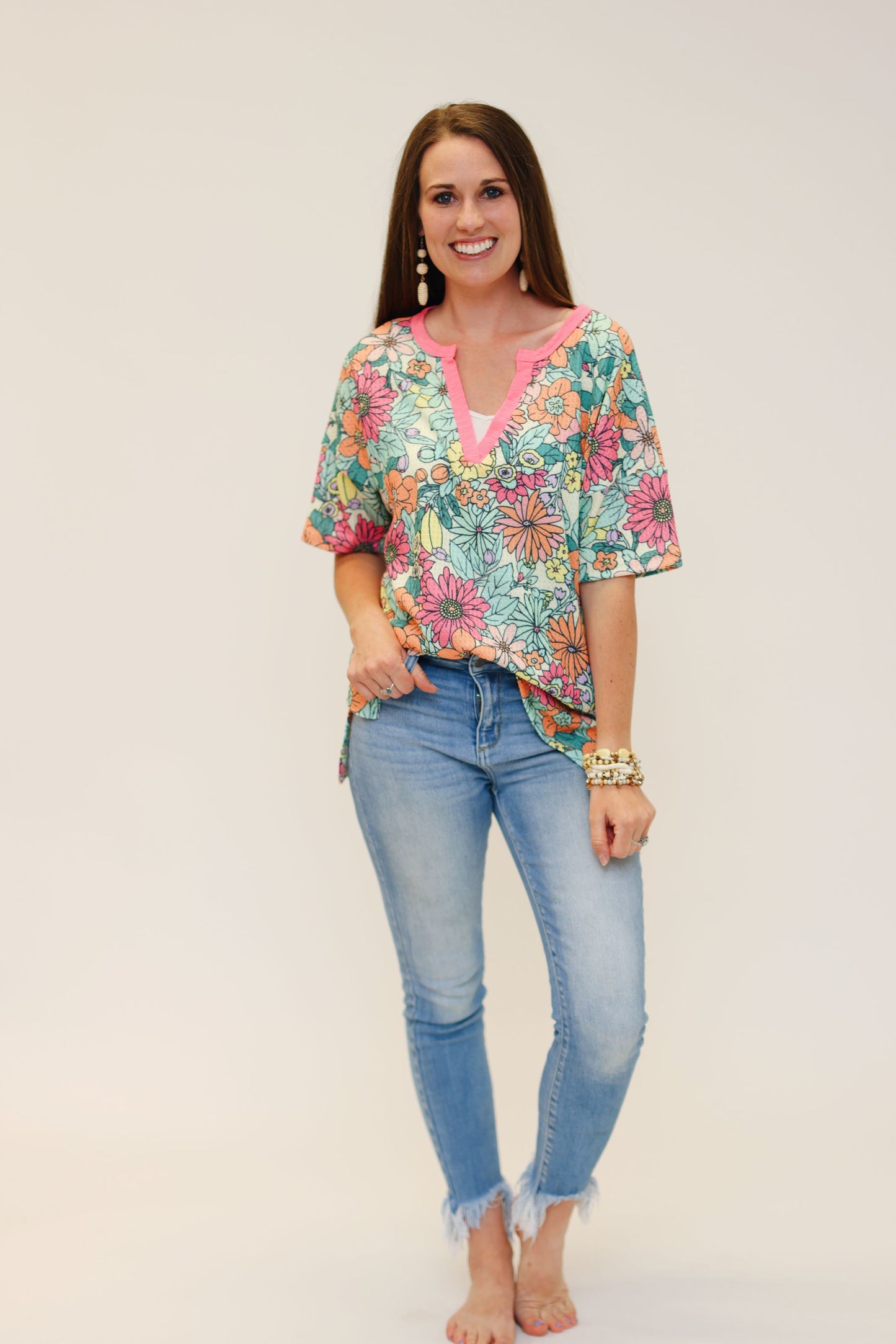 Floral Fusion Waffle Knit Top