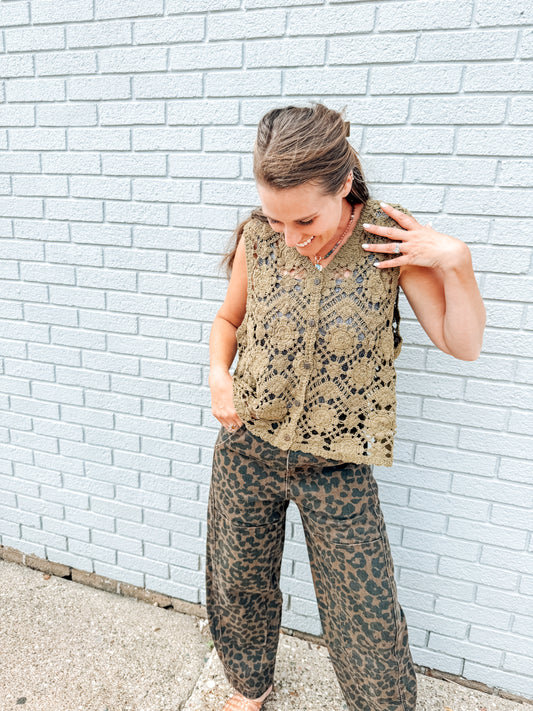 The Vintage Olive Crochet Top