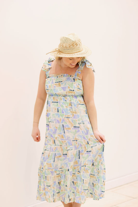 Mosaic Sleeveless Midi Dress (2 colors)
