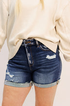 Ready & Waiting Distressed Shorts (S-3X)