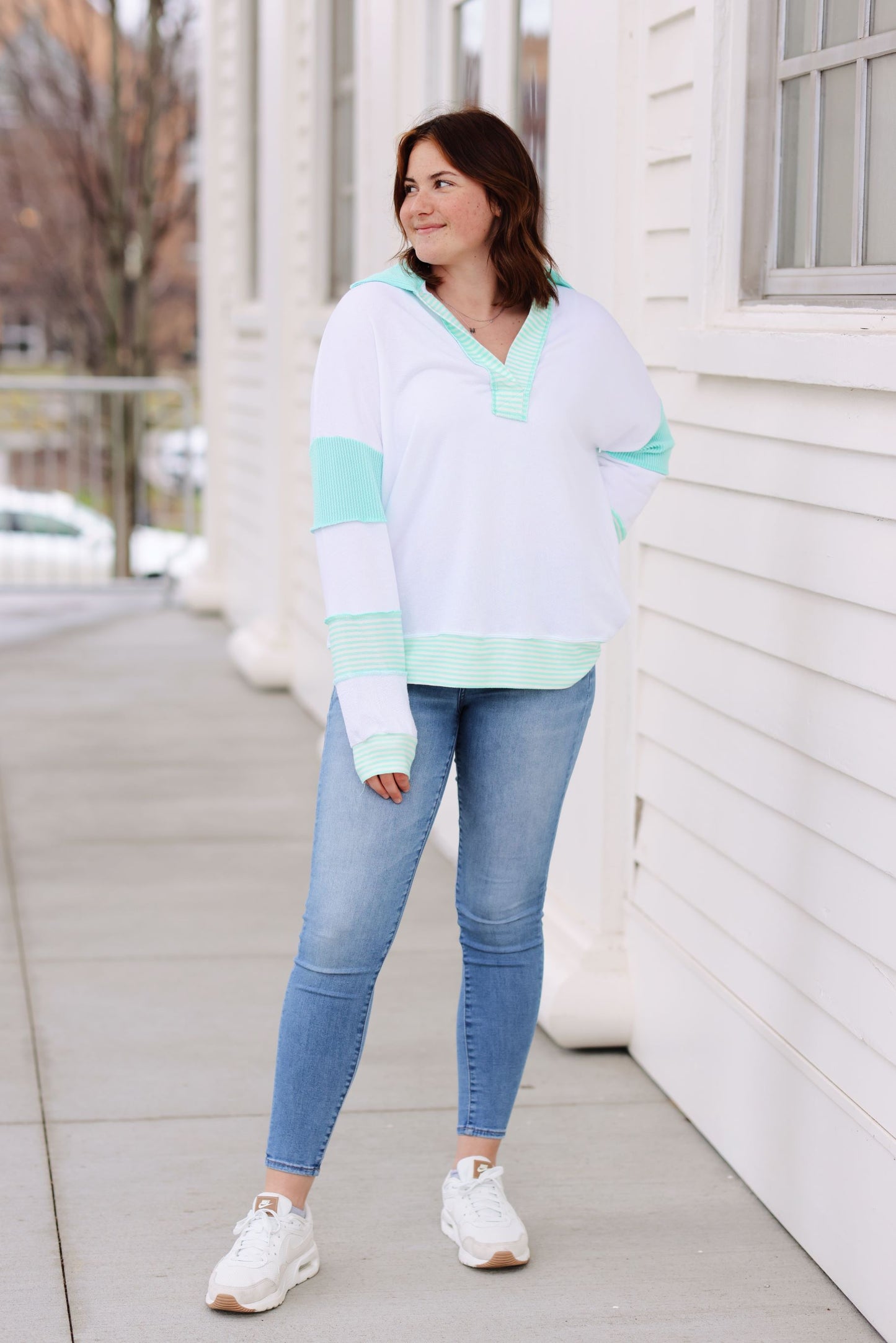 Spring Mood Striped Sweater-Mint