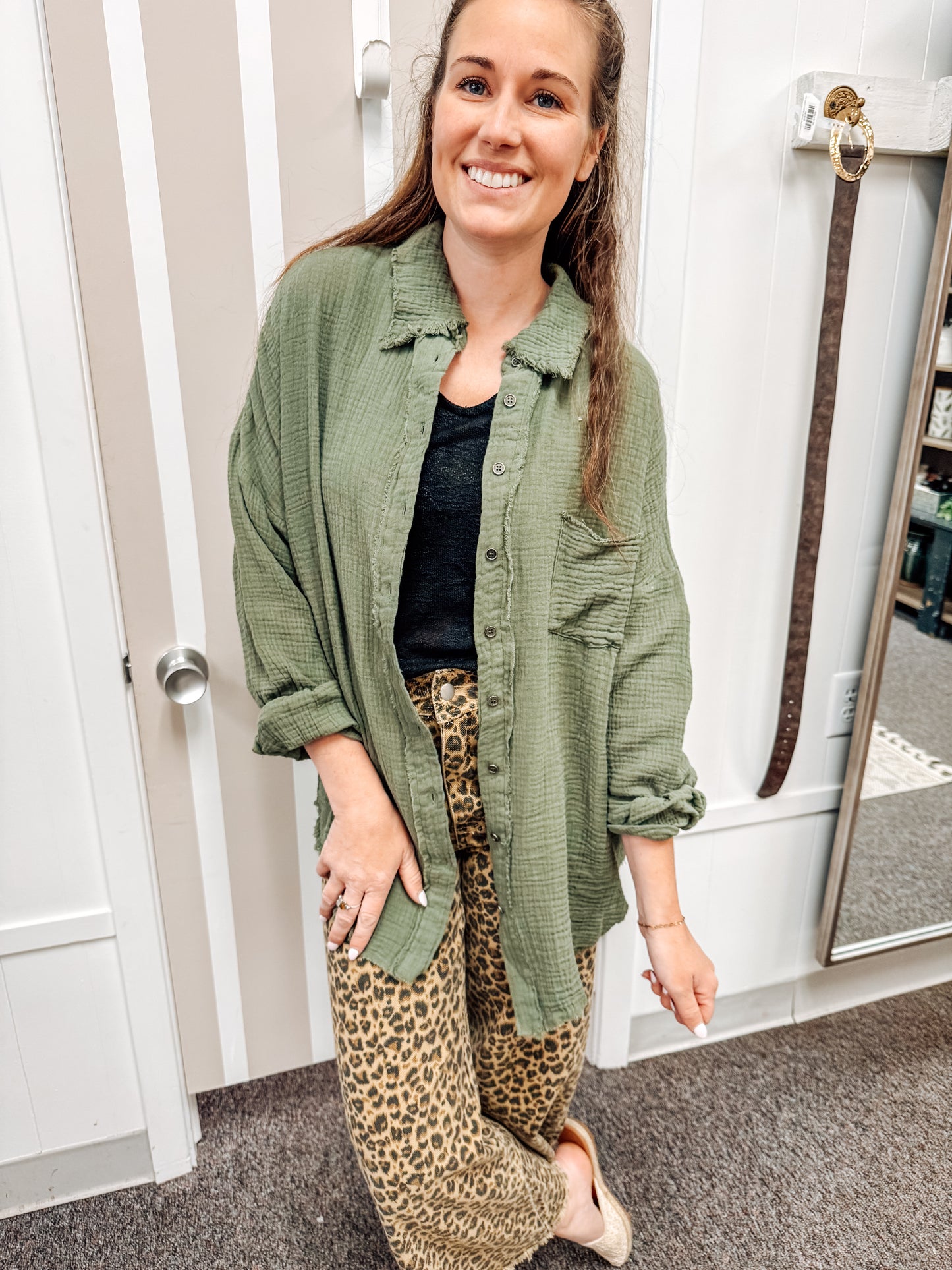 Easy Fit Gauze Button Up Top