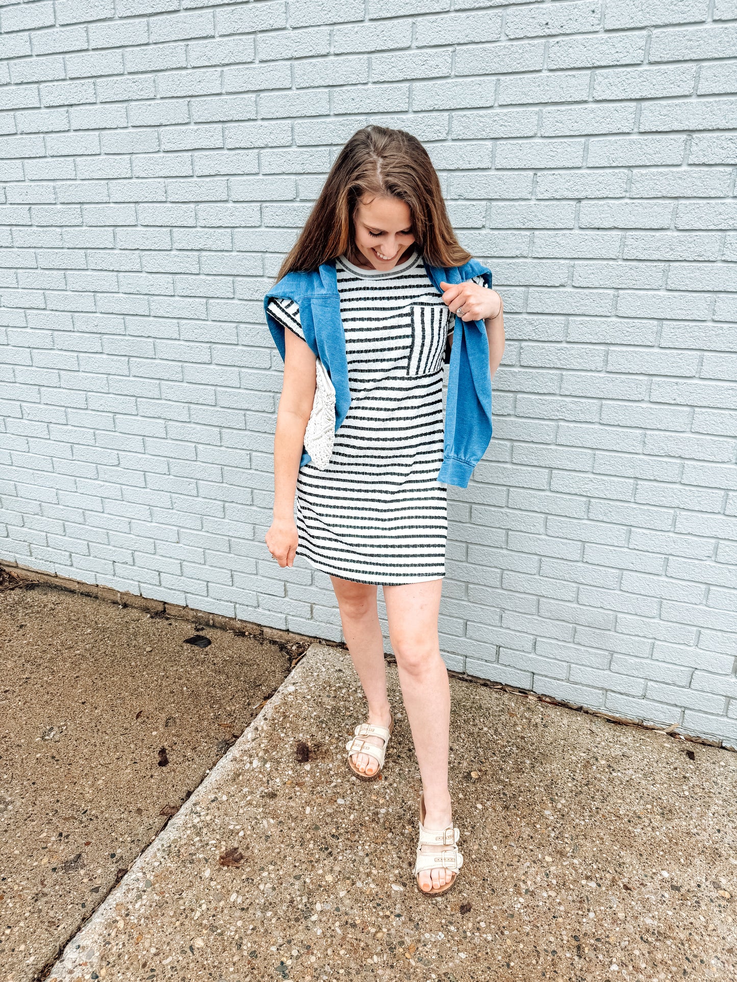 City Stripe Knit Tee Dress