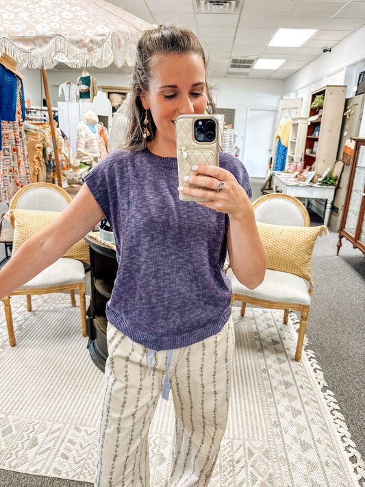 Plum Crazy Knit Crew Neck Top
