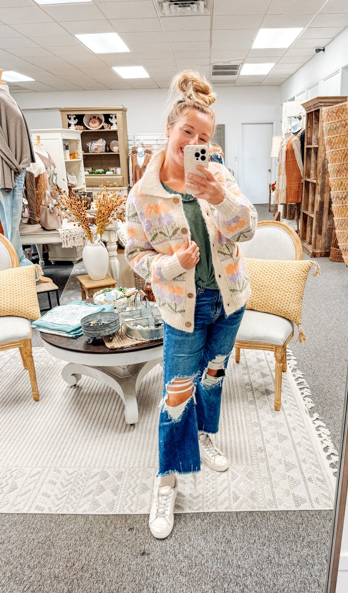 Enchanted Bloom Jacquard Cardigan (S-XL)