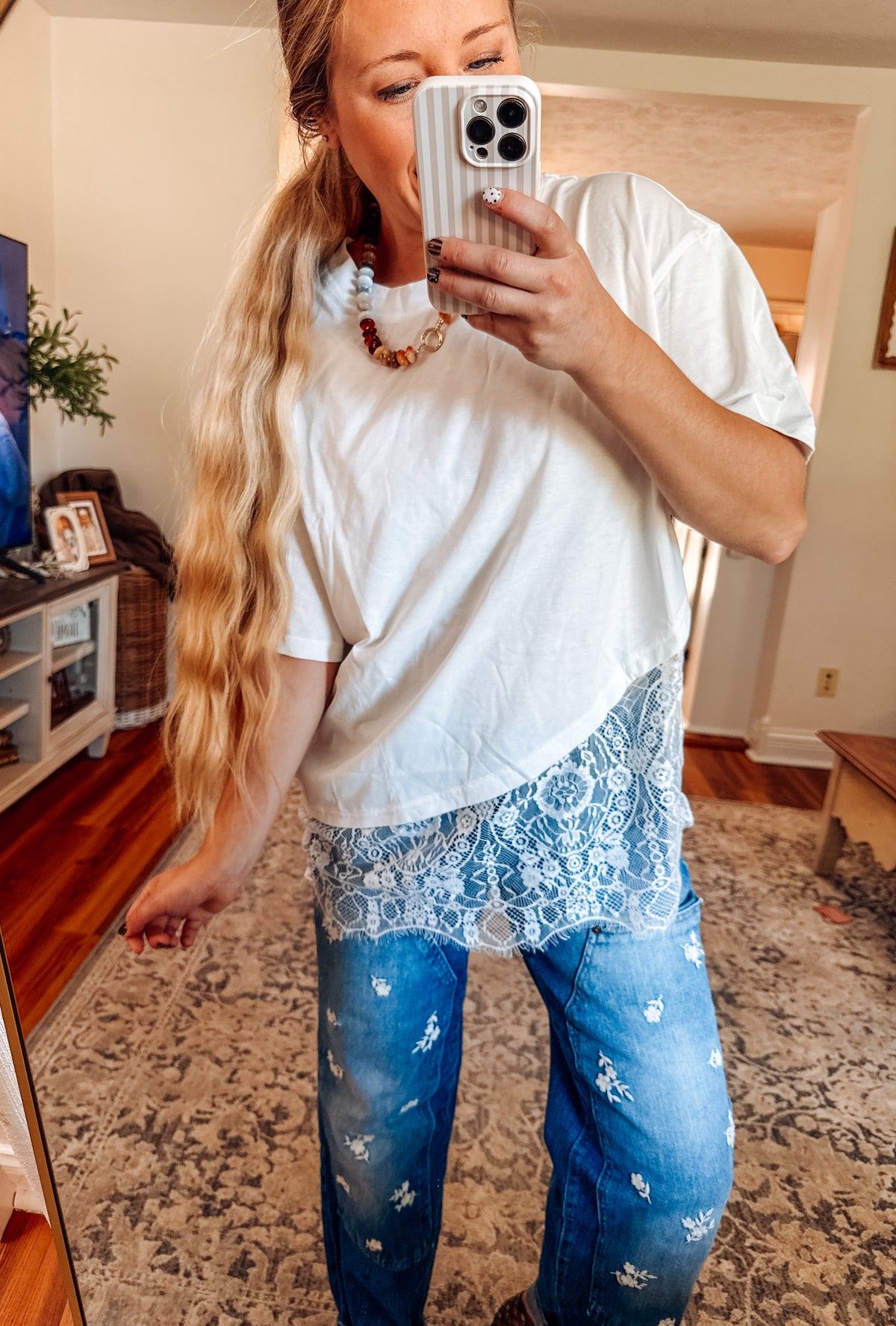 Trendy Moment Lace Tee (S-XL)