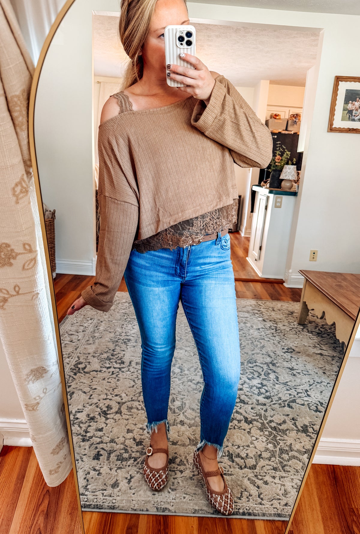 Lace & Layers Off Shoulder Knit Top