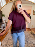 Everyday Asymmetrical Lace Trim Top