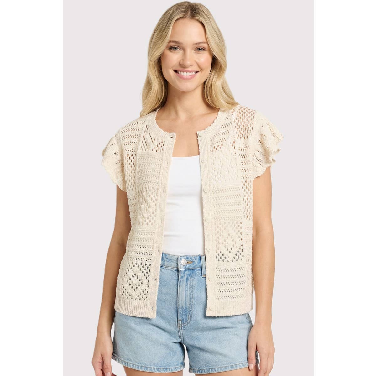 The Oatmilk Open Crochet Cardigan (S-XL)