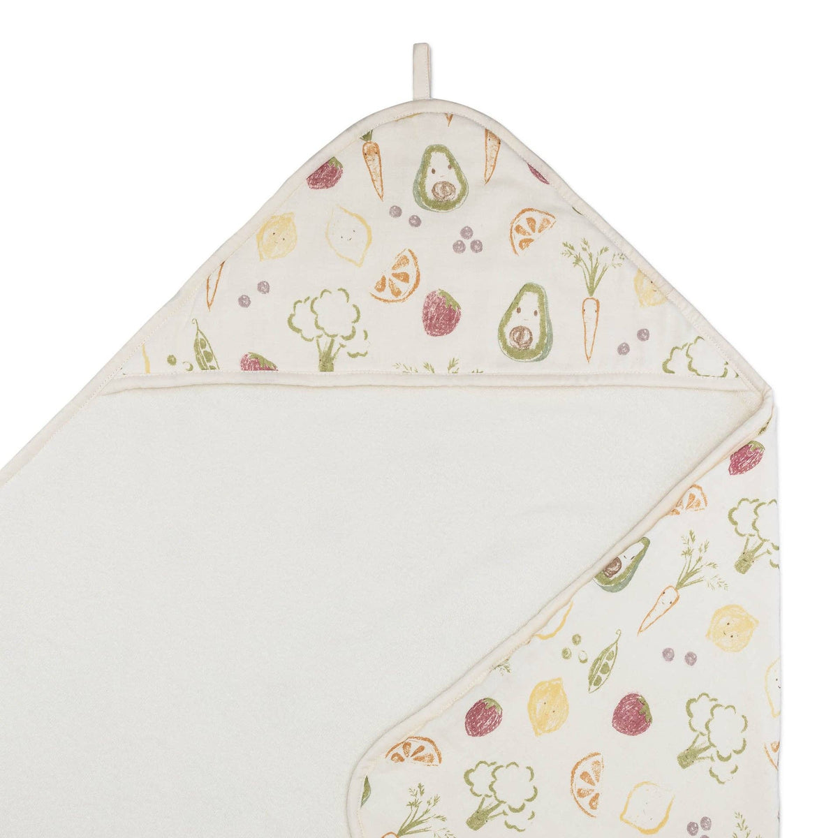 Clementine Hooded Baby Bath Towel & Washcloth Set: Clementine Fruits & Veggies / White / Hooded Towel & Wash Cloth Set