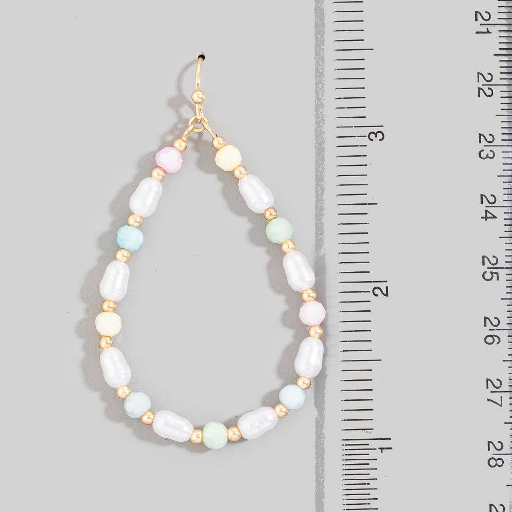 Pearl And Faceted Beaded Tear Dangle Earrings