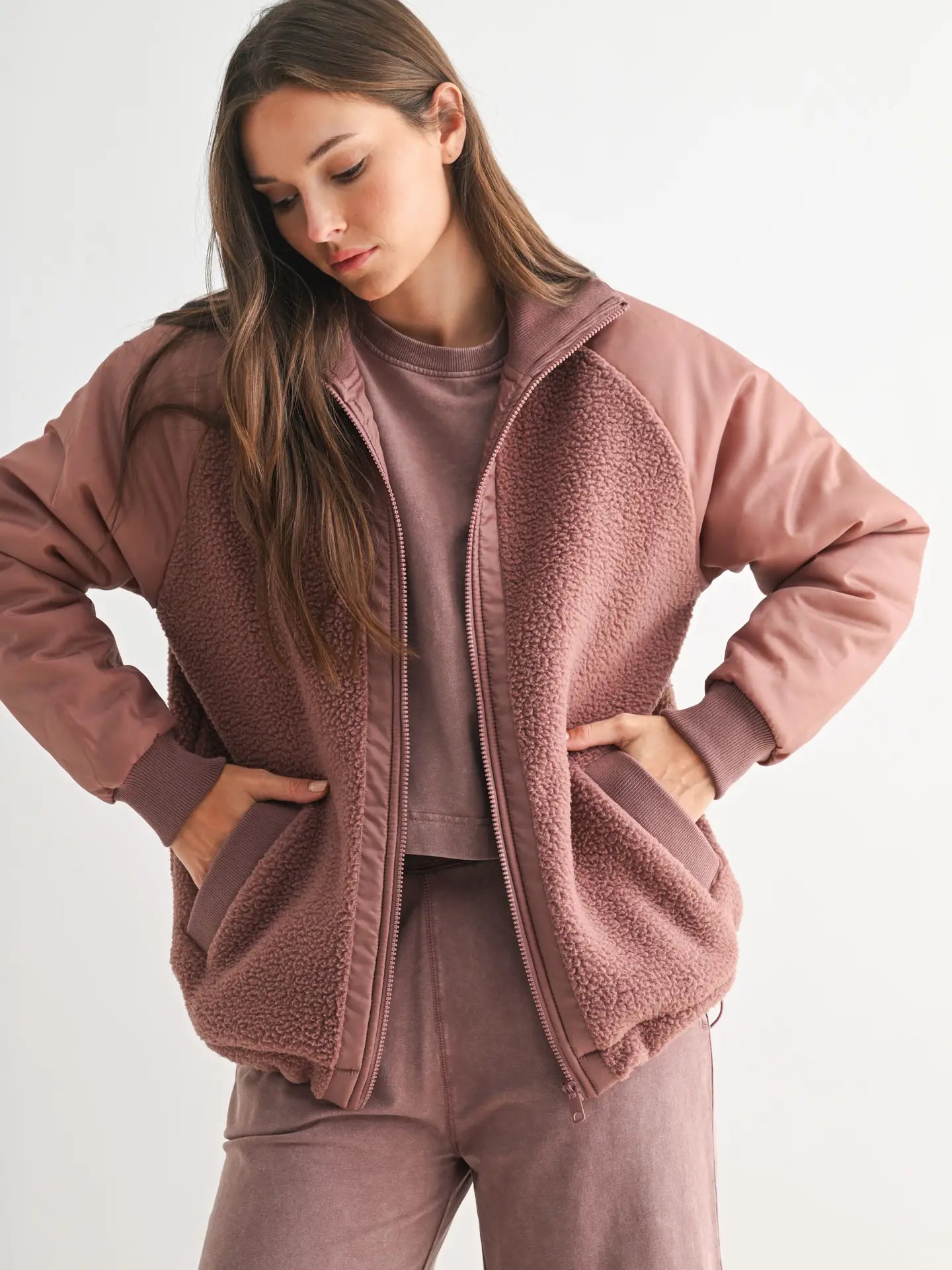 Alpine Fleece Zip Up Bomber Jacket