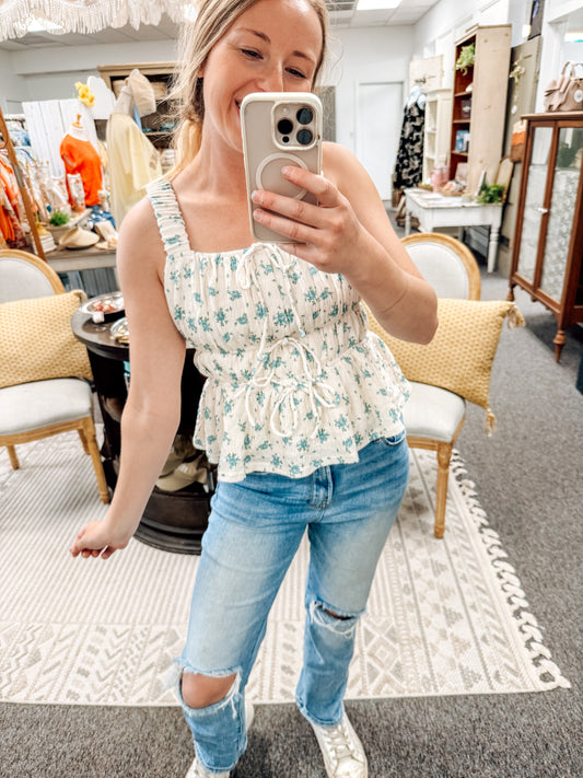 Summer Frill Strap Tie Tank