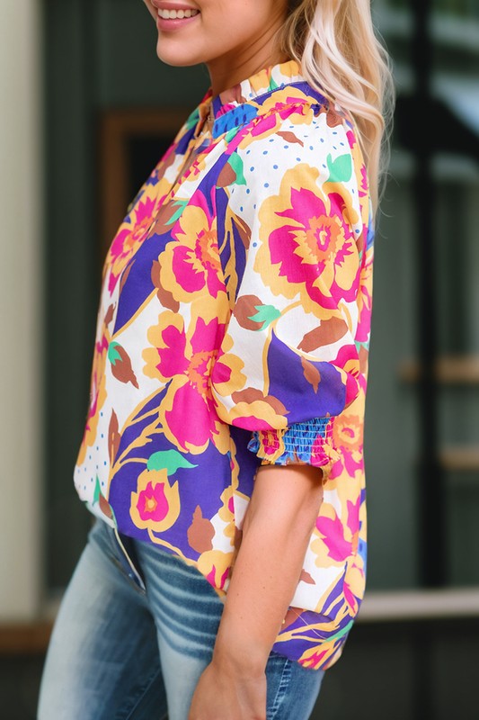 Floral Whispers Blouse Top (S-XL)