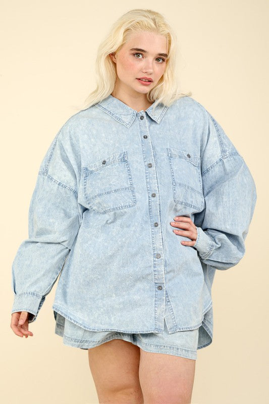 Denim Is Always A Favorite Button Up (1X-3X)