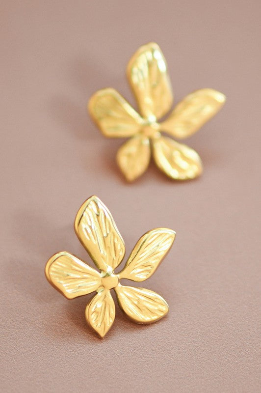 Golden Flowers Stud Earrings