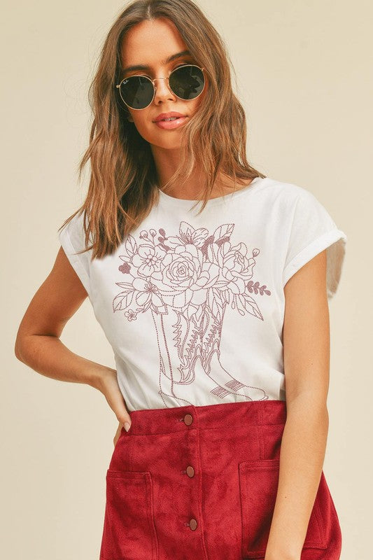 Floral Booties Graphic Tee