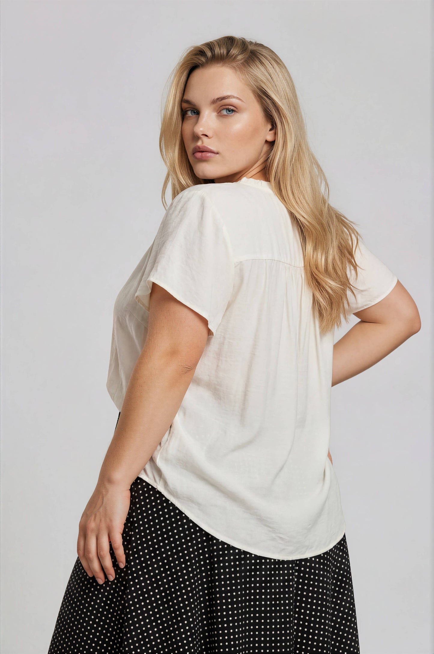 Caught Up in Cream Short Sleeve Blouse (S-3X)