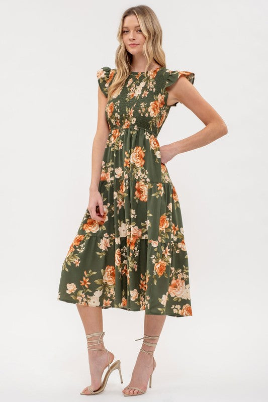 Eyes on Me Floral Midi Dress