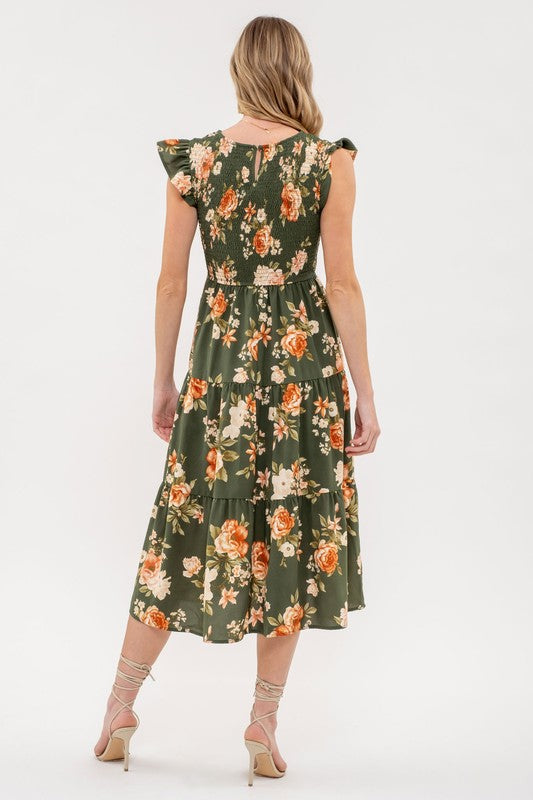 Eyes on Me Floral Midi Dress