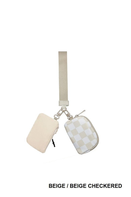 Dual Pouch Wristlet Keychain Wallet