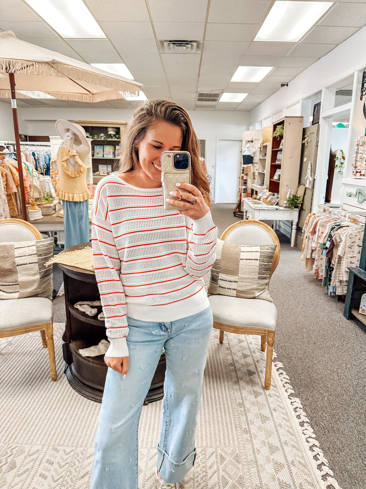 Play with Papaya Striped Sweater (S-XL)