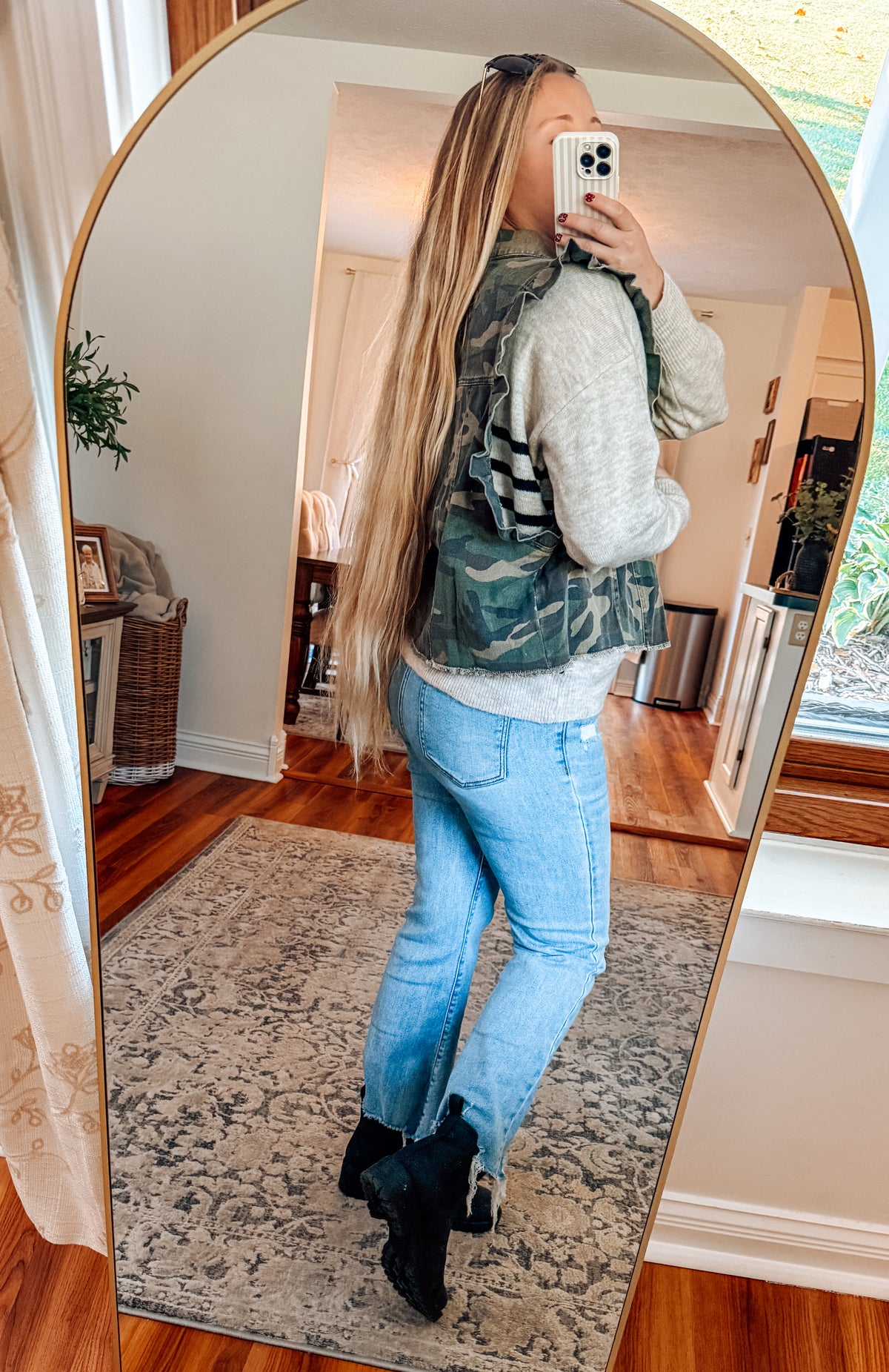 Washed Camo Button Denim Vest (S-XL)