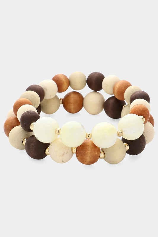 Wooden Way Ball Beaded Bracelet Set