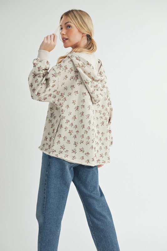 Timeless Floral Hooded Button Up