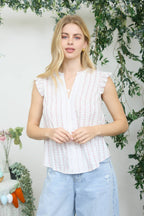Blooming Lines Ruffle Sleeve Blouse (S-3X)