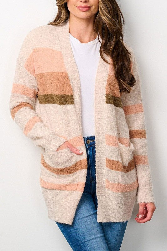 Amber Glow Striped Cardigan