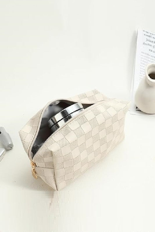 Checkered Print Makeup Bag (3 Colors)