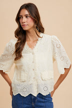 Moonlit Meadow Scalloped Blouse (S-XL)