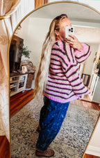 Make a Statement Chunky Striped Open-Front Cardigan