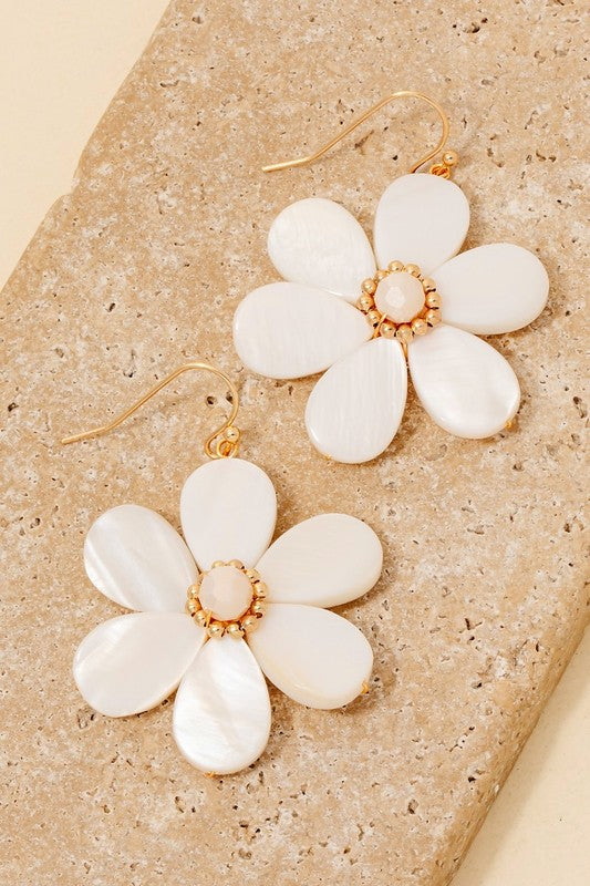 Shell Flower Petals Dangle Earrings