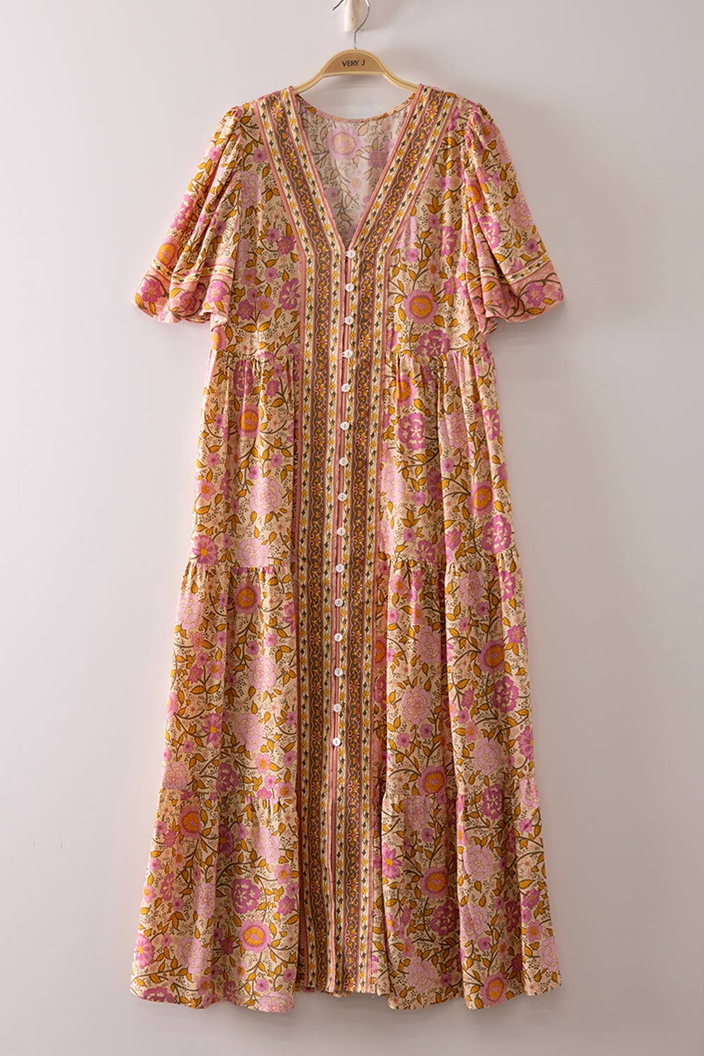 Vintage Boho Charm Midi Dress