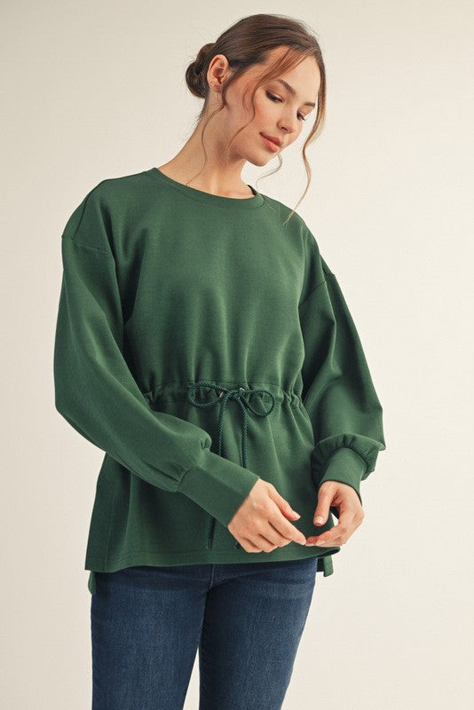 Smooth Move Drawstring Pullover-Olive
