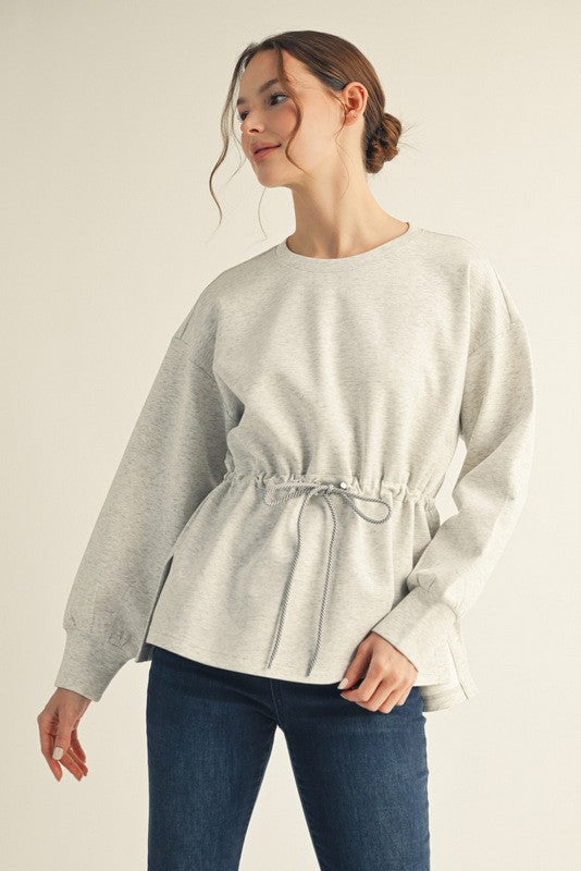 Smooth Move Drawstring Pullover-Gray