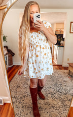 The Rosie Bloom Short Sleeve Dress-Ivory